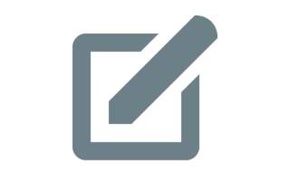 Symbol eines grauen Stifts, der in einem quadratischen Rahmen schreibt.